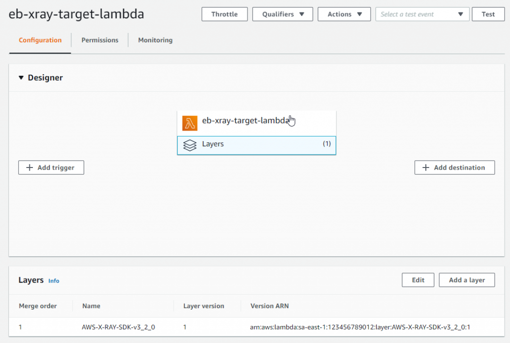 Adding X-Ray tracing a Lambda function