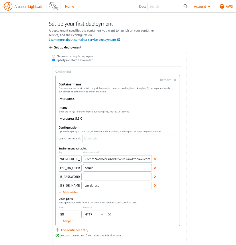 creating a container steps 