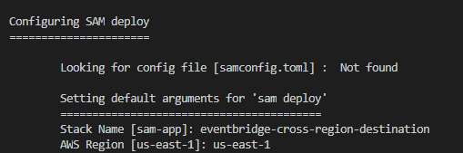 SAM deployment output