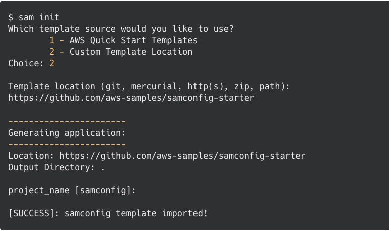 SAM config starter example