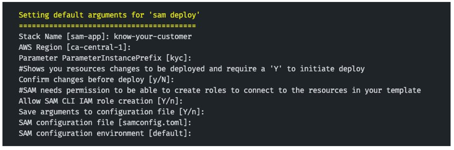 SAM deploy output