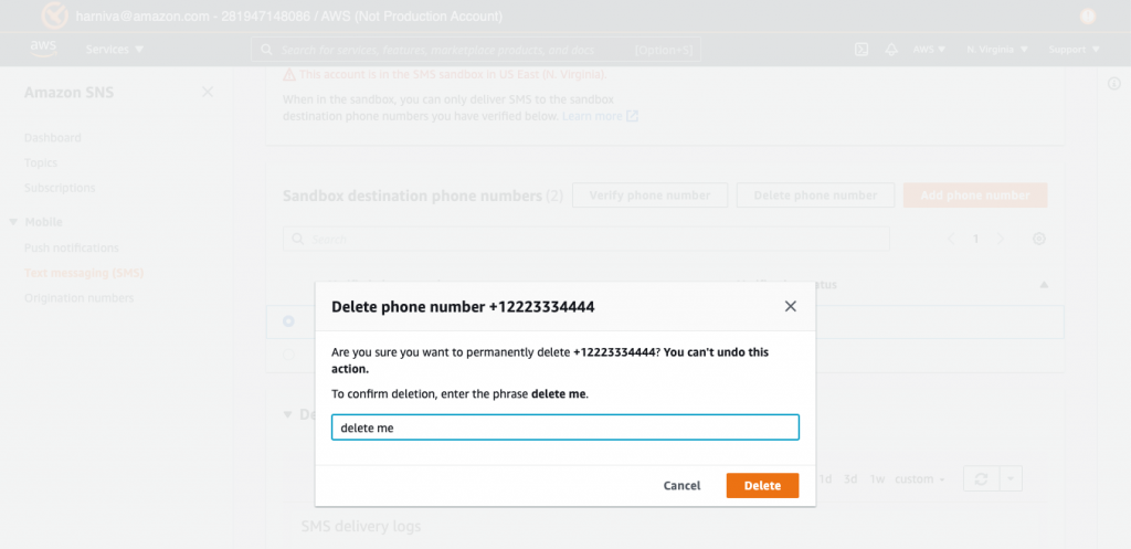 Delete confirmation page