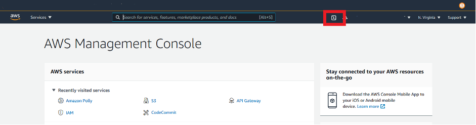 SSH icon in AWS Management Console