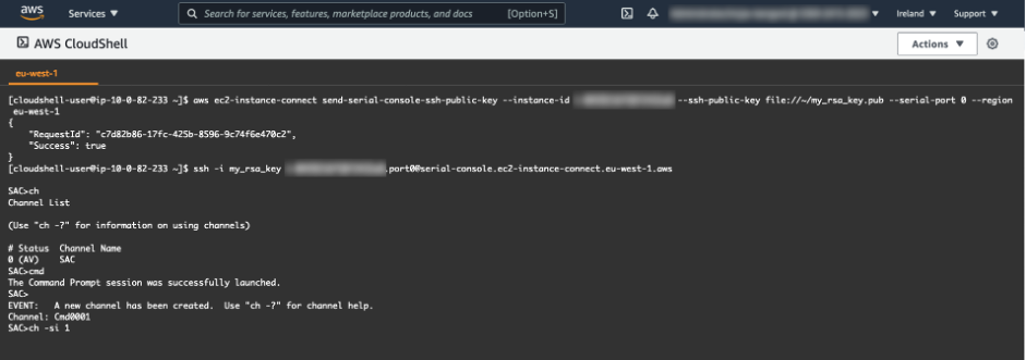 Figure 3 SAC access and the initialization of a command shell channel