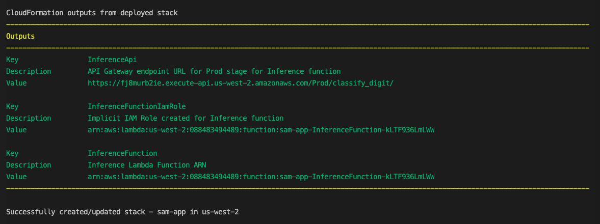 CloudFormation outputs