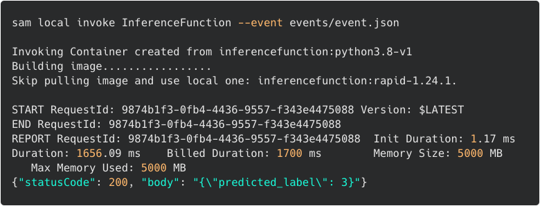 SAM local invoke results