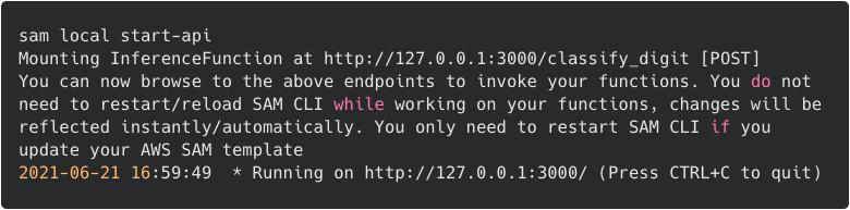 SAM local start-api monitor
