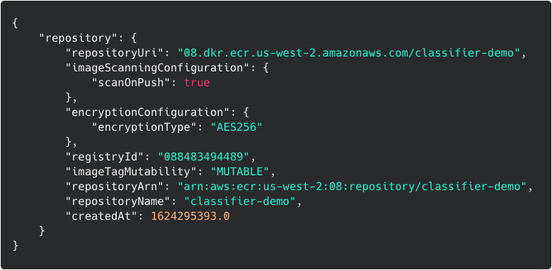 Create ECR repo results
