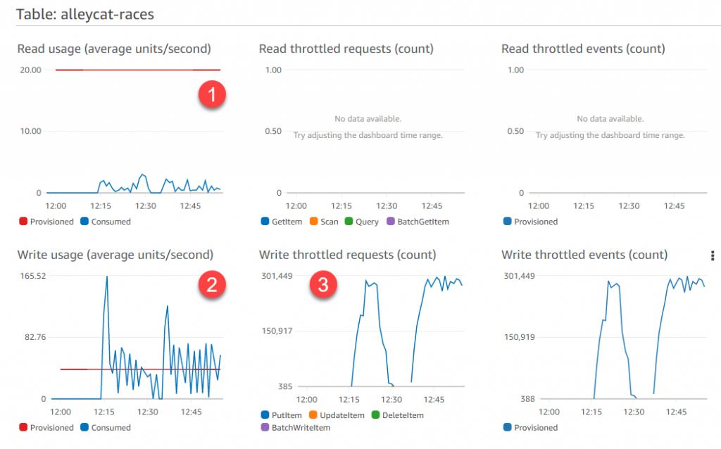 Monitoring the DynamoDB table