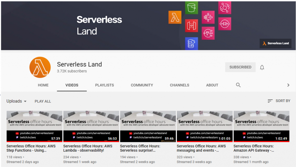 YouTube ServerlessLand channel