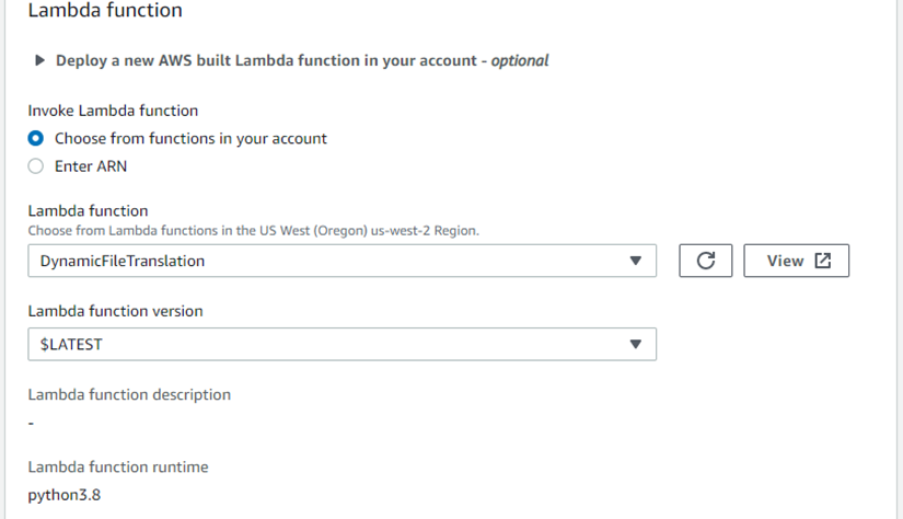 Select Lambda function