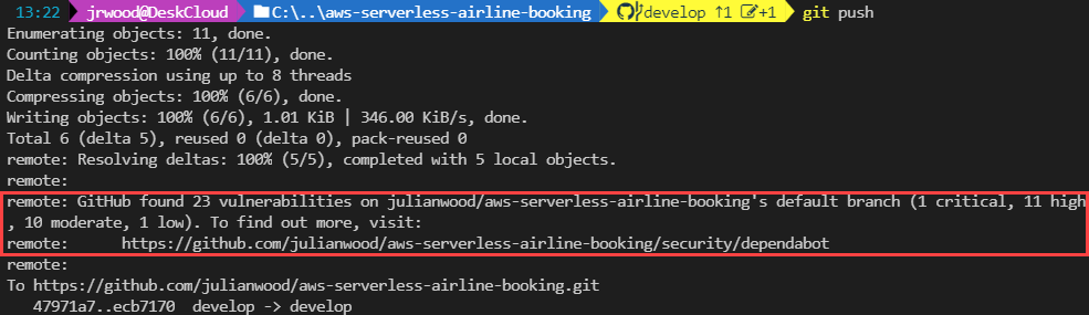 Dependabot terminal alert