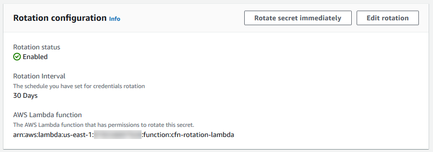 Secrets Manager rotation settings