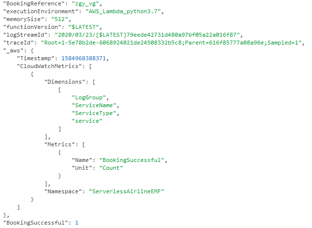 Custom metric structured log entry