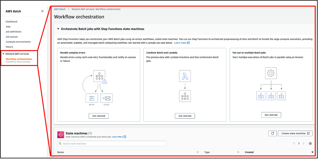 Workflow orchestration in Batch console