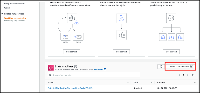 Create a state machine from the Step Functions console
