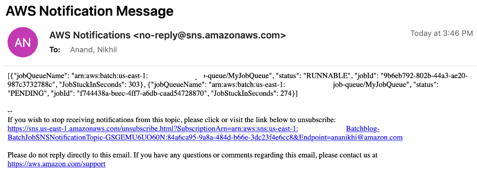 otification received for the jobs that stayed in transit longer than expected.