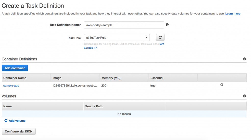 Task defined for role