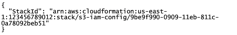 Output example for stack creation