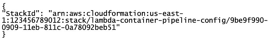Output example for stack creation