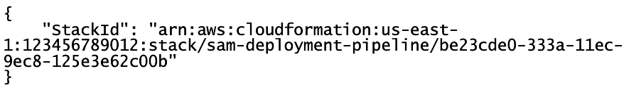 Output example of stack creation