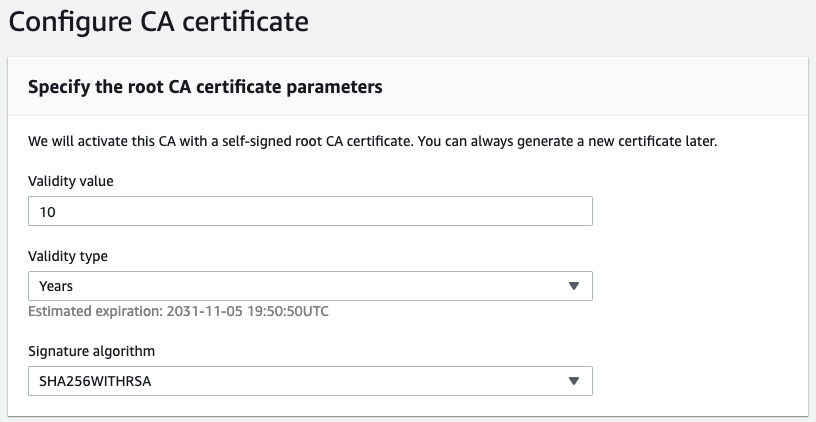 Configure certificate