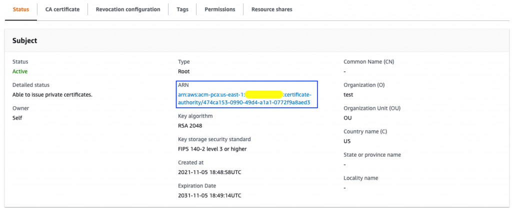 Review certificate details