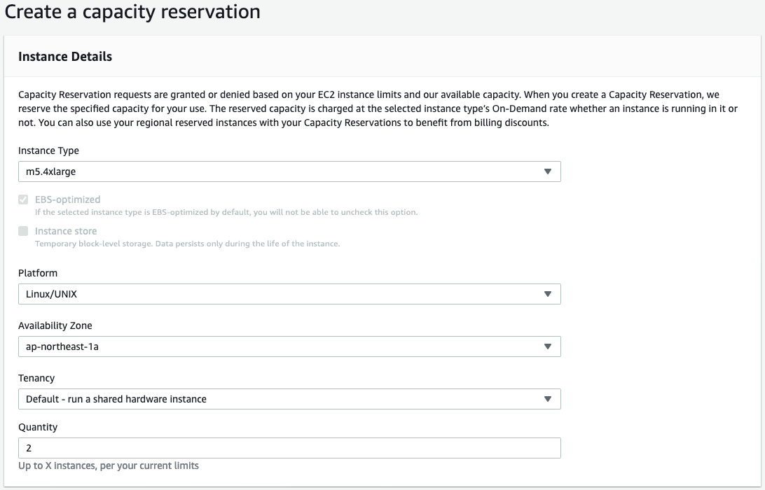 Create a capacity reservation