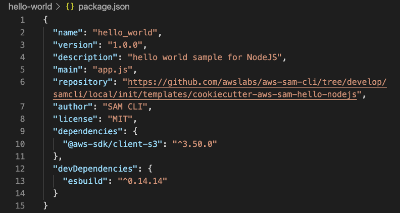 package.json contents
