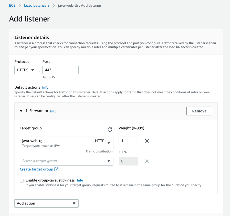 Diagram showing the load balancer add listener interface