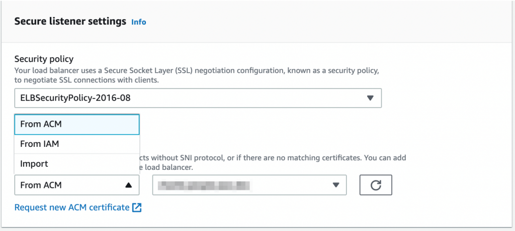Diagram showing the secure listener settings interface