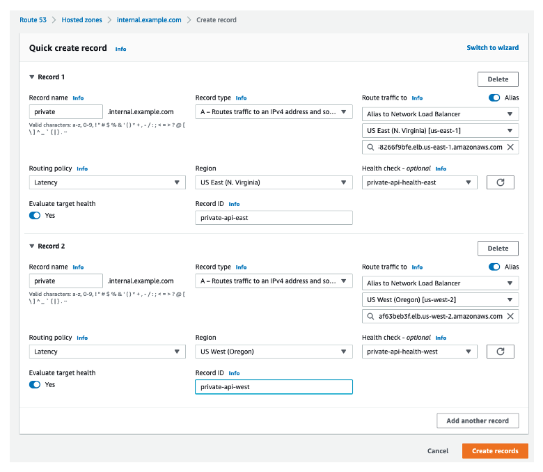 Create alias records