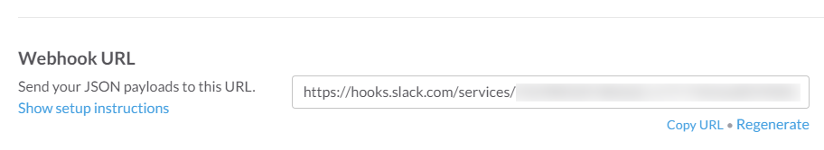 Slack incoming webhook configuration