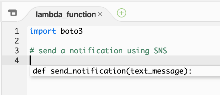 CodeWhisperer function signature for SNS