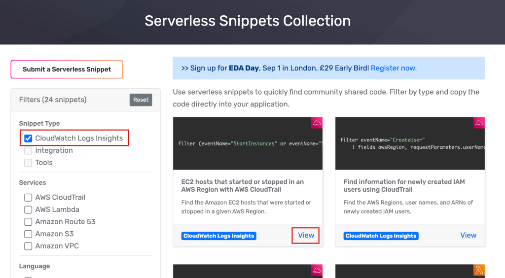 Filering by CloudWach Logs Insights Queries