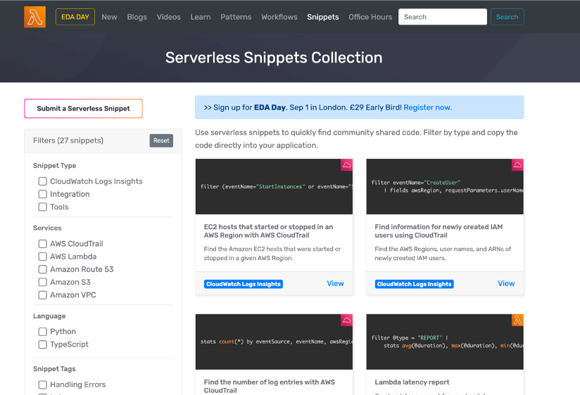 Serverless Land - Serverless Snippets