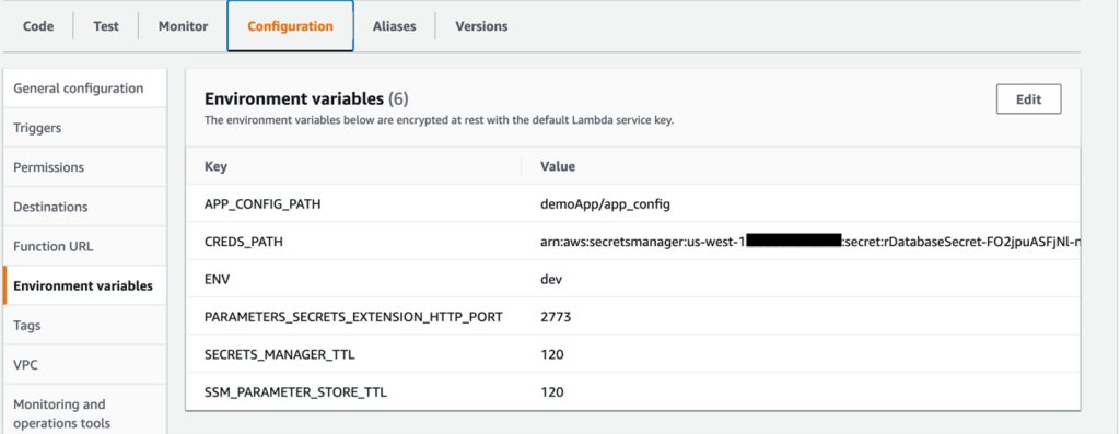 Lambda environment variables from the Lambda console