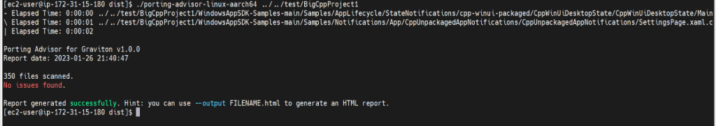 Porting advisor binary run on a C++ codebase with 350 files