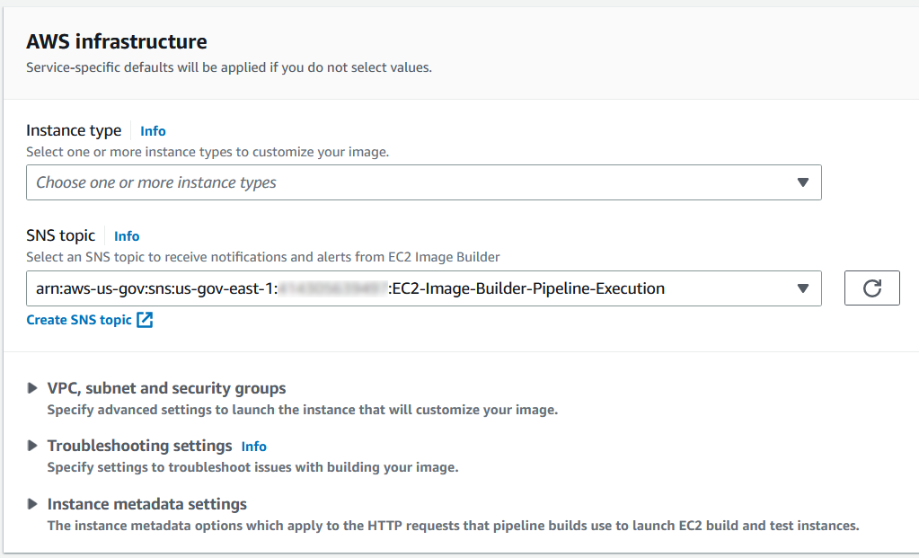 Figure 3 An example SNS topic for sending pipeline execution notifications