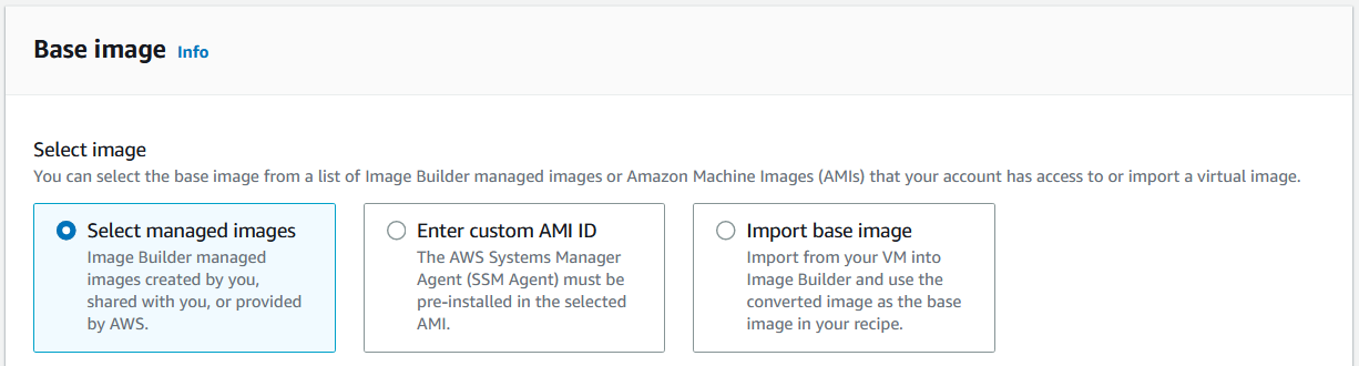 Figure 5 Selecting the base image of a pipeline