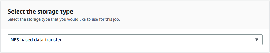 Screenshot of Select the storage type for the Snowball Edge