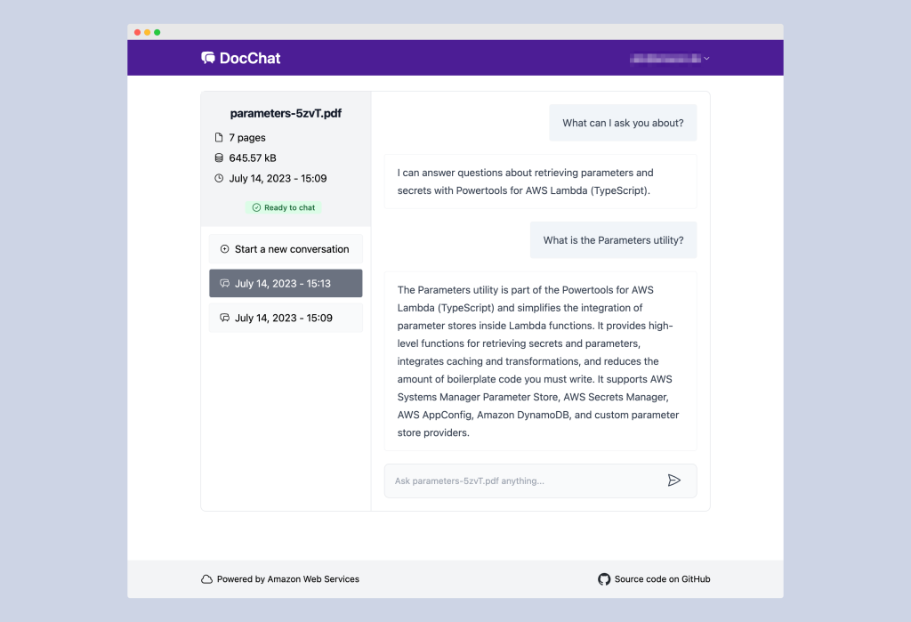 Web application chat view