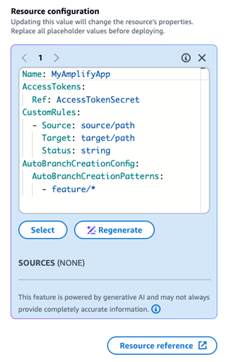 AI generated configuration for the Amplify App type