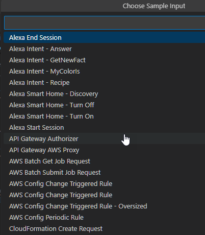 Selecting an example event template