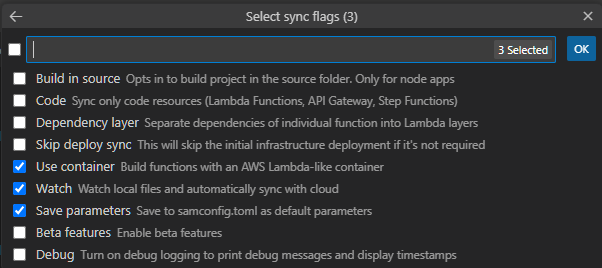 Setting sync parameters