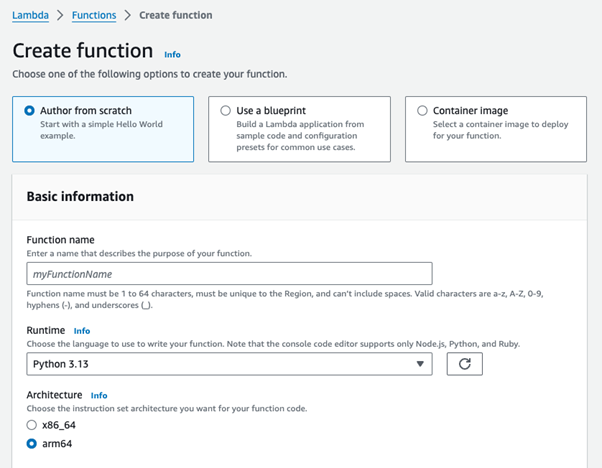 Creating Python function in AWS Management Console