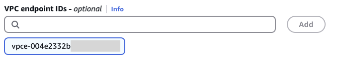 Optional VPC endpoint configuration with private REST API endpoints.