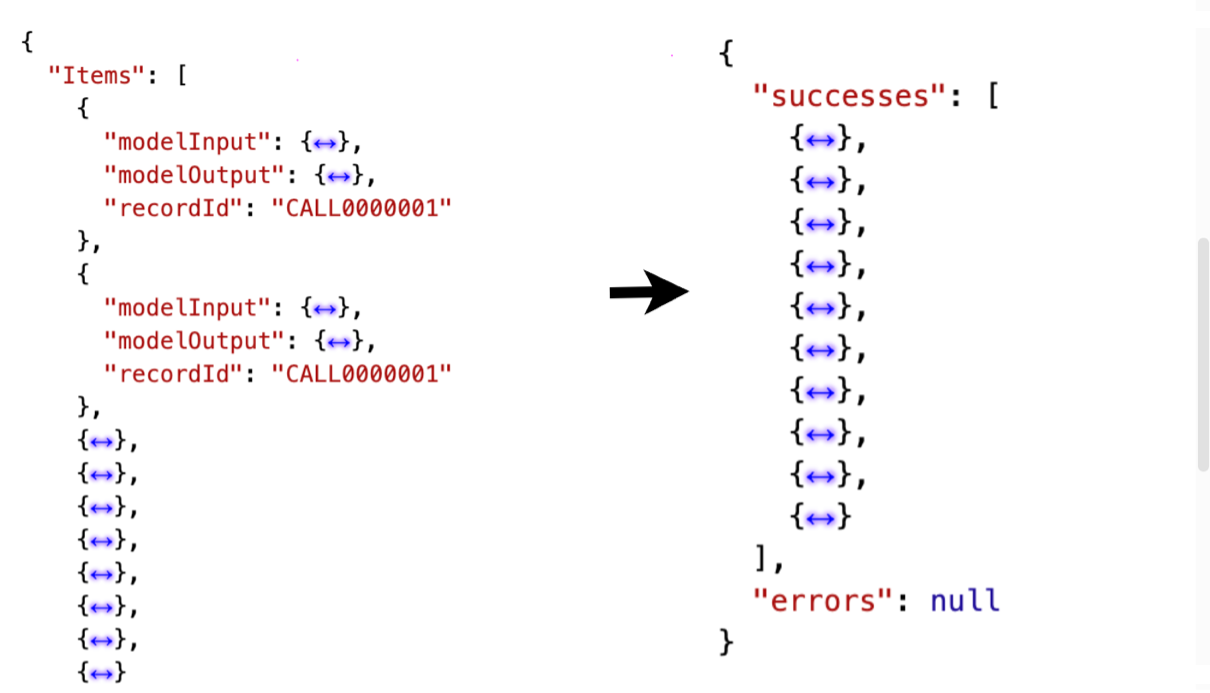 Resulting JSON showing processed records