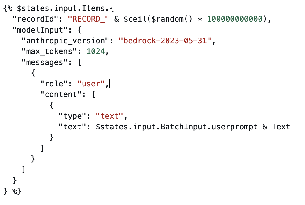 JSONata transformation to generate prompts