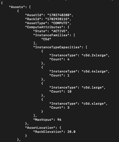 Figure 5 - list-assets CLI command sample output